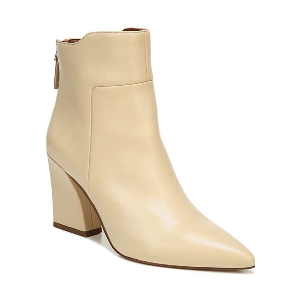 Franco Sarto Leather Venture Bootie Pointed Toe Beige Size 6.5M NWOB